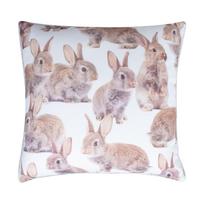 Dekoratyvinė pagalvėlė Home4you Holly Rabbits, balta sp./smėlio sp., 45 cm x 45 cm