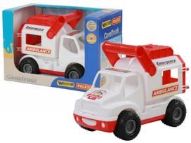 Žaislinis greitosios pagalbos automobilis Wader ConsTruck Emergency Ambulance, balta sp./raudona sp.