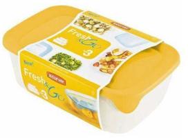 Maisto dėžučių rinkinys Curver Fresh&Go, 0.5 - 2 l, skaidri sp./geltona sp., 3 vnt.