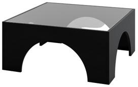 Kavos staliukas Kalune Design Seine, skaidri sp./juoda sp., 50 cm x 50 cm x 37 cm