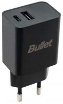 Telefono įkroviklis Bullet, USB Type C/USB Type A, juoda sp., 20 W