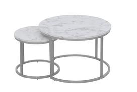 Kavos staliukų komplektas Domoletti, balta sp., 38 - 60 cm x 38 cm x 34 - 40 cm
