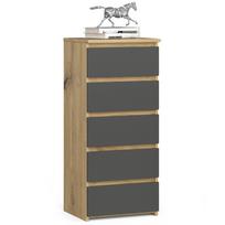 Komoda Akord CL5, ąžuolo sp./pilka sp., 92 cm x 40 cm x 35 cm