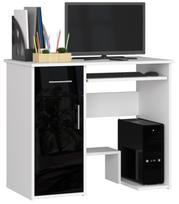 Rašomasis stalas su spintele Akord Jay, 50 cm x 90 cm, 74 cm, balta sp./juoda sp.