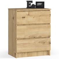 Komoda Akord K60 3SZ CLP, ąžuolo sp., 77 cm x 40 cm x 60 cm