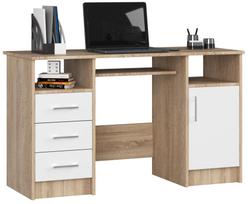 Rašomasis stalas su spintele Akord Ana, 124 cm x 52 cm, 74 cm, balta sp./sonoma ąžuolo sp.