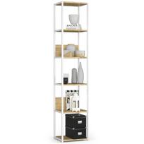 Pastatoma lentyna Akord Loft 400, ąžuolo sp./balta sp., 192 cm x 40 cm x 32 cm
