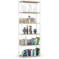 Knygų lentyna Akord Loft 700, ąžuolo sp./balta sp., 192 cm x 70 cm x 32 cm