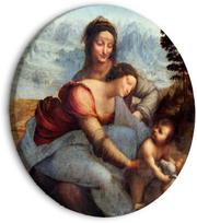Apvali reprodukcija ant drobės Artgeist The Virgin and Child with Saint Anne (Leonardo da Vinci), 80 cm x 80 cm