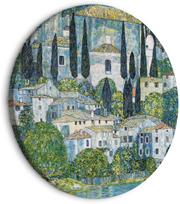 Apvali reprodukcija ant drobės Artgeist Church in Cassone, Gustav Klimt - German Architecture by the River, 80 cm x 80 cm