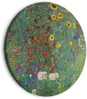 Apvali reprodukcija ant drobės Artgeist Country Garden With Sunflowers, Gustav Klimt - Multi-Colored Flowers, 80 cm x 80 cm