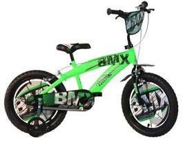Vaikiškas dviratukas su papildomais ratukais, vaikų Dino Bikes BMX, žalia sp., 14"