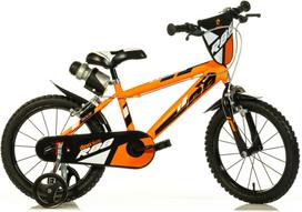 Vaikiškas dviratukas su papildomais ratukais, miesto Dino Bikes R88, sidabro sp./juoda sp./oranžinė sp., 16"