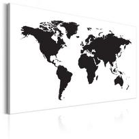 Kamštinė reprodukcija Artgeist World Map: Black & White, k-b-0052-p-a, 90 cm x 60 cm