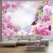 Fototapetas Artgeist Scent Of Carnations - Abstract Floral Motif With Inscriptions And Clouds 5XLNEW011046SAM, 315 cm x 441 cm