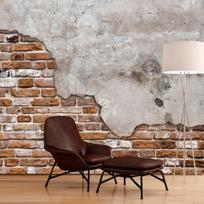 Fototapetas Artgeist Futuristic Duet - Concrete Tile On Old Brick Background, 140 cm x 196 cm
