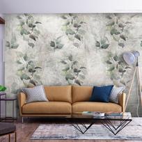 Fototapetas Artgeist Statue Of Nature - Plant Motif With Green Leaves With Grey Patterns, 140 cm x 196 cm