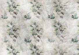 Fototapetas Artgeist Statue Of Nature - Plant Motif With Green Leaves With Grey Patterns, 105 cm x 150 cm