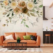 Fototapetas Artgeist Summer Bloom - Retro Floral Motif With Flowers And Leaves With Patterns, 175 cm x 175 cm