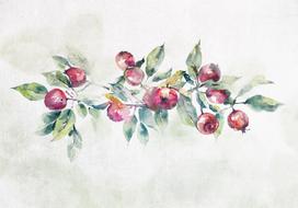 Fototapetas Artgeist Apple Branch - Landscape With A Plant And Red Apples On A White Background, 140 cm x 140 cm