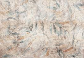 Fototapetas Artgeist Greek Laurels - Faded Composition With Leaves On A Beige Patterned Background, 140 cm x 140 cm