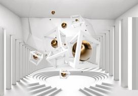 Fototapetas Artgeist Column Arena - Abstract Space With Geometric Figures NEW011538, 245 cm x 245 cm