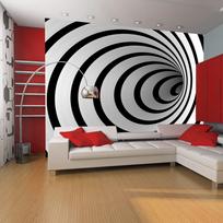 Fototapetas Artgeist Black And White 3D Tunnel 4XLFTNT0054, 309 cm x 309 cm