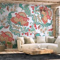 Fototapetas Artgeist Ethnic Vegetation - Plant Motif With Ornaments In Coloured Flowers, 140 cm x 200 cm