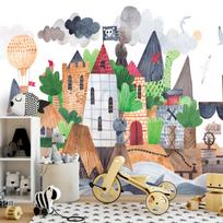 Fototapetas Artgeist A Colourful Treasure Island With A Castle - A Pirate Ship At Sea For Children, 140 cm x 196 cm