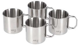 Puodelių rinkinys Nils Camp NC1762, nerūdijantysis plienas, 8 cm, 0.3 l, sidabro sp., 4 vnt.