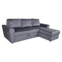 Kampinė sofa - lova Home4you Ingmar, mėlyna sp./pilka sp., 242 x 168 cm x 92 cm