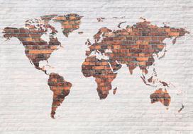 Fototapetas Artgeist World Map: Brick Wall LFT1453M, 140 cm x 200 cm