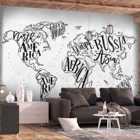 Fototapetas Artgeist Retro Continents (Grey) LFT1723SAM, 140 cm x 196 cm
