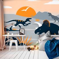 Fototapetas Artgeist Last Dinosaurs With Orange - Abstract Landscape For A Room, 210 cm x 300 cm