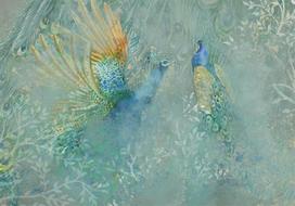 Fototapetas Artgeist Peacocks Dancing, 140 cm x 196 cm
