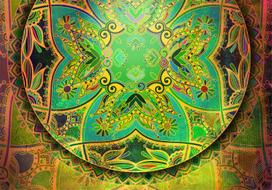 Fototapetas Artgeist Mandala: Emerald Fantasy, 210 cm x 300 cm