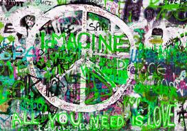Fototapetas Artgeist Green Graffiti 3XLFT731SAM, 256 cm x 343 cm