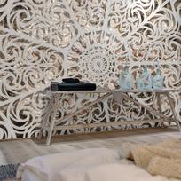 Fototapetas Artgeist Orient - Grey Geometrical Composition In The Mandala Type On A Beige Background, 175 cm x 250 cm