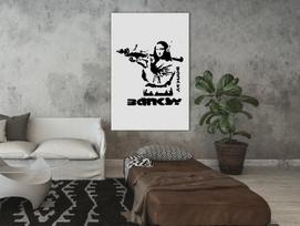 Reprodukcija Artgeist Contrast Duel - Banksy On Mural With Mona Lisa, h-c-0114-b-a, 80 cm x 120 cm