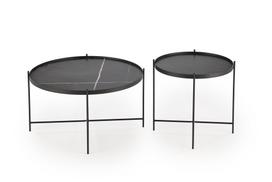 Kavos staliukų komplektas Domoletti, juoda sp./marmuro sp., 48 - 73 cm x 48 cm x 40 - 47 cm