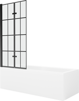 Vonia su sienele, laisvai pastatoma Mexen Cubik, 170 cm x 70 cm x 40 cm, stačiakampis, balta sp./juoda sp.