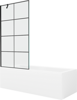 Vonia su sienele, įmontuojama Mexen Cubik, 160 cm x 70 cm x 40 cm, stačiakampis, balta sp./juoda sp.