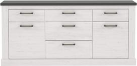 Komoda Forte MTLK234-M122, balta sp./pilka sp., 86 cm x 41 cm x 185 cm