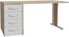 Rašomasis stalas su stalčiais Forte, 160 cm x 72.8 cm, 80 cm, ąžuolo sp./balta sp.