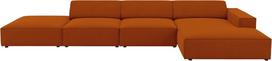 Kampinė sofa Micadoni Home Jodie 5 Seats, oranžinė sp., dešininė, 341 x 166 cm x 70 cm