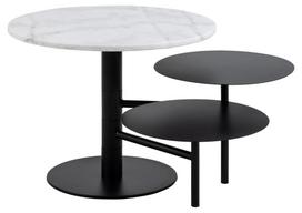 Kavos staliukas Lahti, balta sp./juoda sp., 40 - 60 cm x 60 cm x 25 - 47 cm