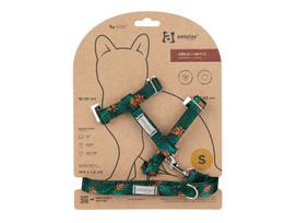 Kačių petnešos su pavadėliu Amiplay BeHappy, 150 cm x 210 - 310 mm, žalia sp.