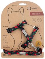 Kačių petnešos su pavadėliu Amiplay BeHappy, 150 cm x 15 mm, juoda sp./raudona sp./žalia sp.