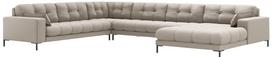 Kampinė sofa Micadoni Mamaia Structured, smėlio sp., kairinė, 327 x 256 cm x 75 cm