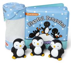 Vonios žaislas, knygos ir žaislų rinkinys Melissa & Doug Playful Penguins, mėlyna sp.